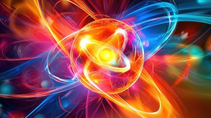 Vibrant Abstract Particle Composition with Colorful Energy Swirls