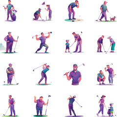 Fototapeta premium Set of Flat Style Golf Club Illustrations