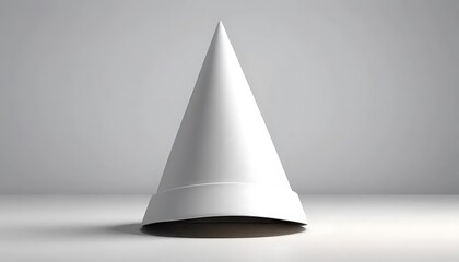 Fototapeta premium A single white cone sits on a plain white surface