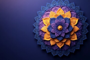 Ornamental floral mandala with vibrant hues