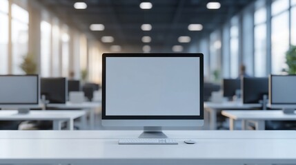 Naklejka premium Modern computer with blank screen in office.