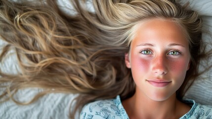 Naklejka premium Portrait of a Teenage Girl with Long Blonde Hair