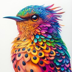 Obraz premium Colorful Hummingbird and Leopard Fusion Art