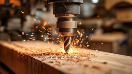 Metalworking Process with Spark and Drill Bit Action