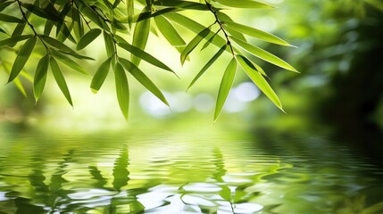 Serene Bamboo Reflection: Tranquility in Nature's Embrace