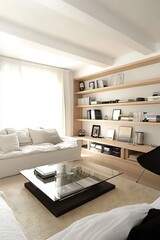 Bright and Airy Living Room with Minimalist Furniture and Decor