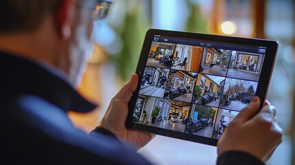 Person Using Tablet to View Interior Design Images