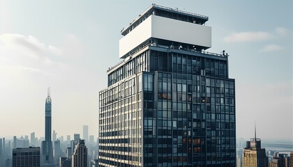 White signs in various places, advertising signs
