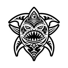 A solid style icon of maori shark symbol