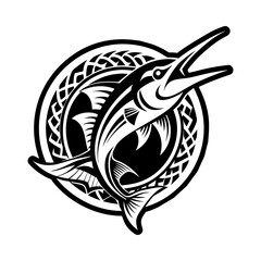 Marlin fish icon in filled style