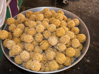 'Laddu' sweets given as prasad or offering to the God and the devotees on new year Ugadi and Pongal festival  in India.