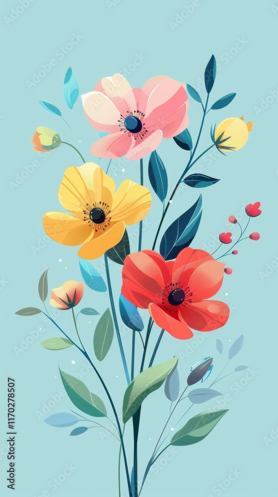 Canvas Prints Vibrant bouquet of colorful flowers. AI.