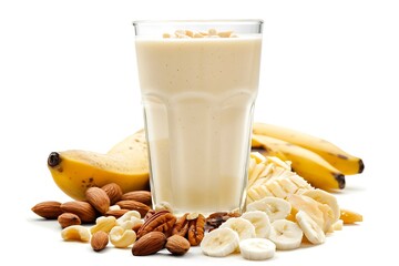 Raspberry and blackberry yogurt in a glass on a white background