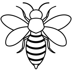Cute Silhouette of a Bee line art vector cartoon illustration