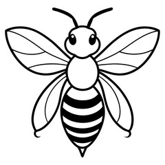 Cute Silhouette of a Bee line art vector cartoon illustration
