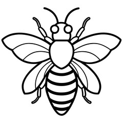 Cute Silhouette of a Bee line art vector cartoon illustration