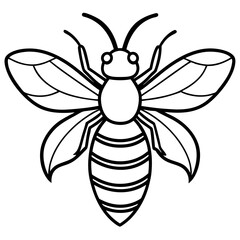 Cute Silhouette of a Bee line art vector cartoon illustration