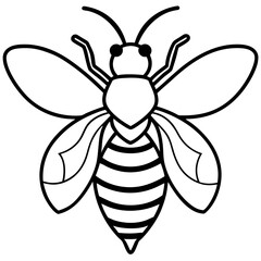 Cute Silhouette of a Bee line art vector cartoon illustration