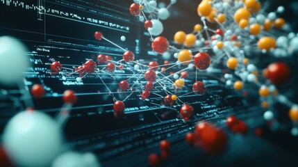 Exploring molecular structures in digital visualization science lab 3d render high-tech environment