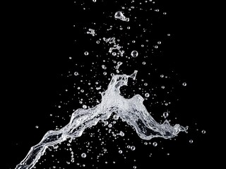 Blurred close up soda water bubbles fizzing up on black background, refreshing carbonated drinks, exploding, black background