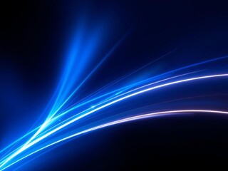 Fototapeta premium Blue glowing light streak with sparkle effect, futuristic, motion