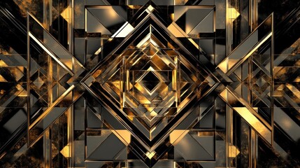 Fototapeta premium Abstract geometric gold and black metallic pattern.