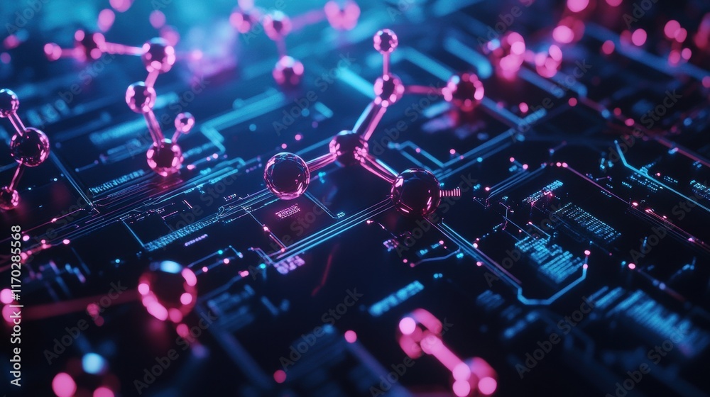 Poster exploring quantum computing innovations digital lab abstract visuals futuristic environment close-up