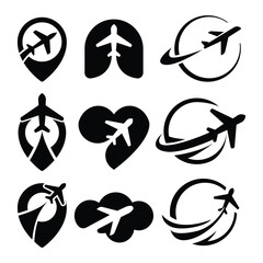 Travel Agency with Airplane Logo Vector Illustration