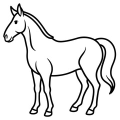 Cute Silhouette of a Horse line art vector cartoon illustration