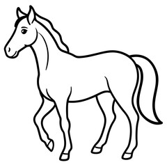 Cute Silhouette of a Horse line art vector cartoon illustration