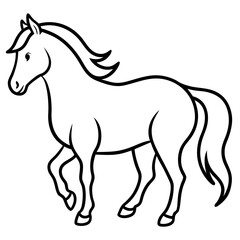 Cute Silhouette of a Horse line art vector cartoon illustration
