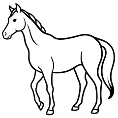 Cute Silhouette of a Horse line art vector cartoon illustration
