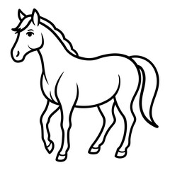 Cute Silhouette of a Horse line art vector cartoon illustration