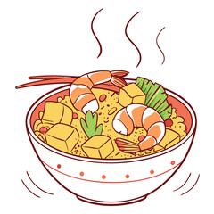 Shrimp and Pineapple Fried Rice with Spices. Perfect for: Tropical Parties, Asian Food Festivals, Summer Meals