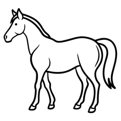Cute Silhouette of a Horse line art vector cartoon illustration