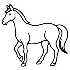 Cute Silhouette of a Horse line art vector cartoon illustration
