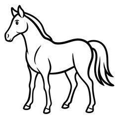 Cute Silhouette of a Horse line art vector cartoon illustration
