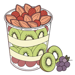 Rainbow Fruit Salad Cup with Kiwi and Strawberries. Perfect for: Summer Parties, Healthy Snacking, Pride Events