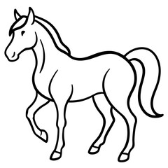 Cute Silhouette of a Horse line art vector cartoon illustration