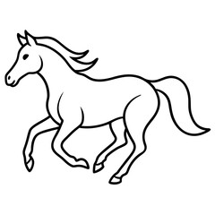Cute Silhouette of a Horse runing line art vector cartoon illustration
