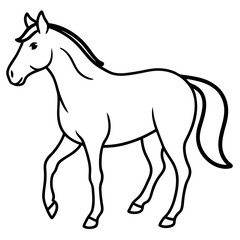 Cute Silhouette of a Horse line art vector cartoon illustration
