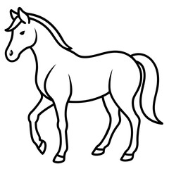 Cute Silhouette of a Horse line art vector cartoon illustration