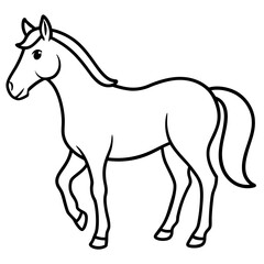 Cute Silhouette of a Horse line art vector cartoon illustration