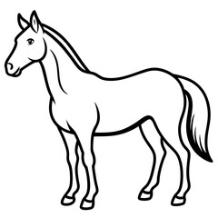 Cute Silhouette of a Horse line art vector cartoon illustration