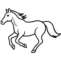 Cute Silhouette of a Horse runing line art vector cartoon illustration