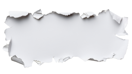Torn white paper with jagged edges, creating blank space for text or images
