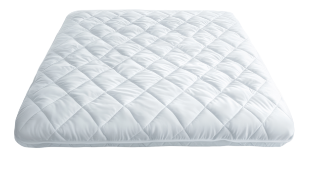 Cozy and comfortable white mattress topper. transparent background