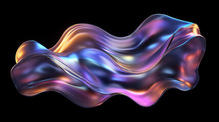 Naklejka premium Abstract design, wavy iridescent shape on light background, 3d render