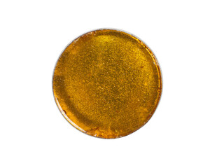 Natural pine rosin on a white background. Prepackaged rosin for soldering.