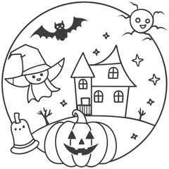 halloween outline for coloring pages 